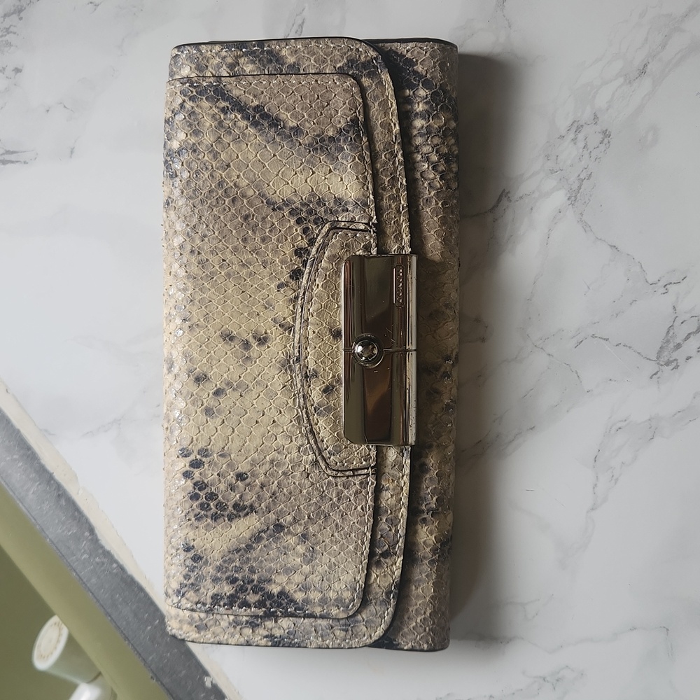 Coach Kristin Python Wallet Slim Envelope Silver … - image 1